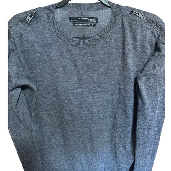 AllSaints Novara Jumper Dress Sweater Wool Pullover Cutout Charcoal Gray Size XS - Picture 4 of 12